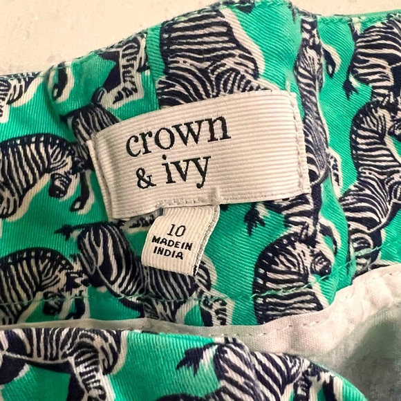 Crown & Ivy size 12 womens shorts with scalloped edge and zebra print safari - Picture 4 of 5
